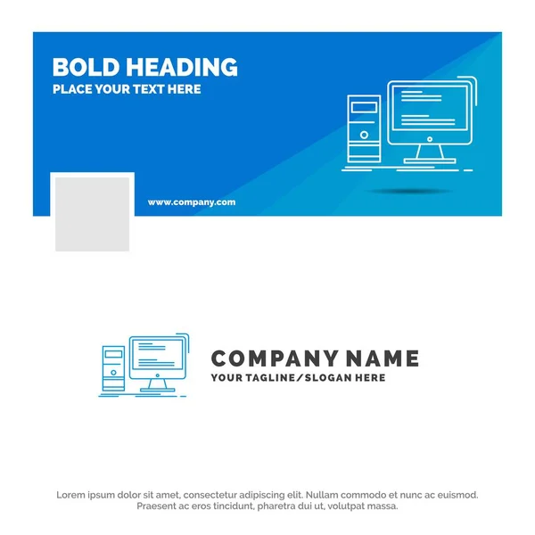 Blue Business Logo Template Computer Desktop Gaming Personal Facebook Timeline — Stock Vector