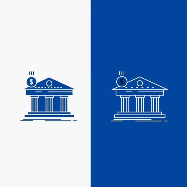 Architectuur Bank Banken Gebouw Federale Lijn Glyph Web Knop Blauwe — Stockvector
