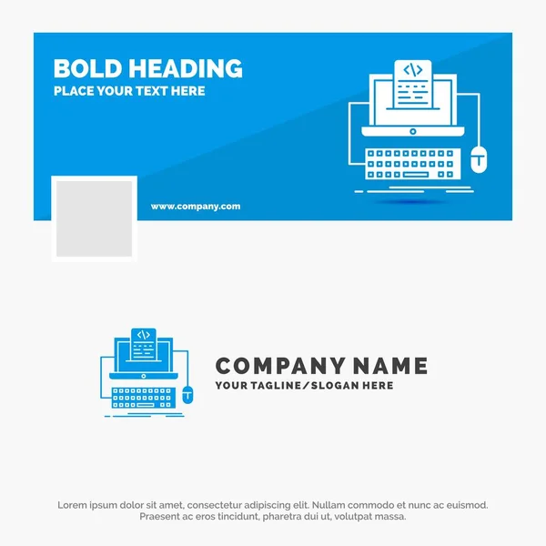 Plantilla Logotipo Blue Business Para Código Codificación Computadora Monobloque Pantalla — Archivo Imágenes Vectoriales