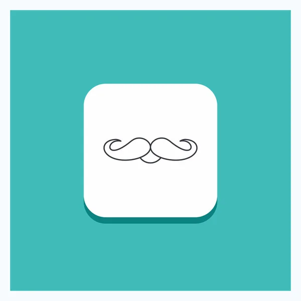 Button Moustache Hipster Movember Male Men Line Icon Turquoise Background — Stock Vector