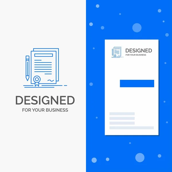 Business Logo Business Certificate Contract Degree Document Vertical Blue Business — Stock Vector