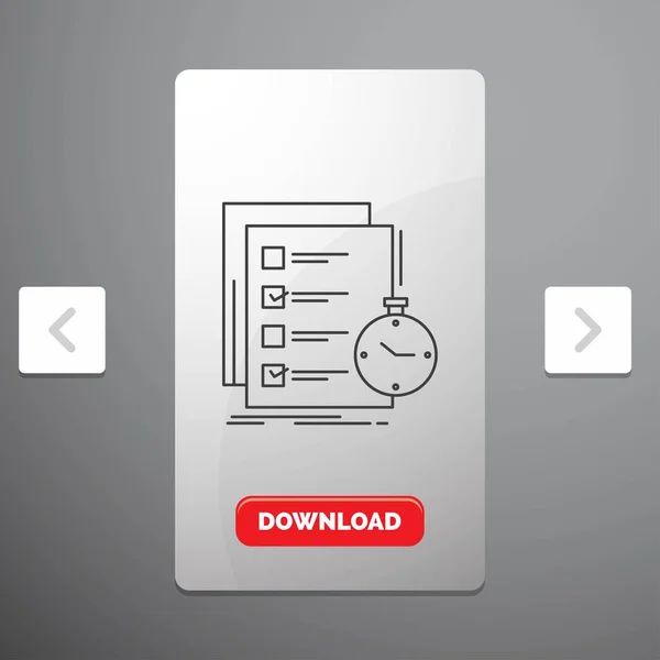 Todo Tarefa Lista Verificação Tempo Ícone Linha Carousal Paginação Slider — Vetor de Stock