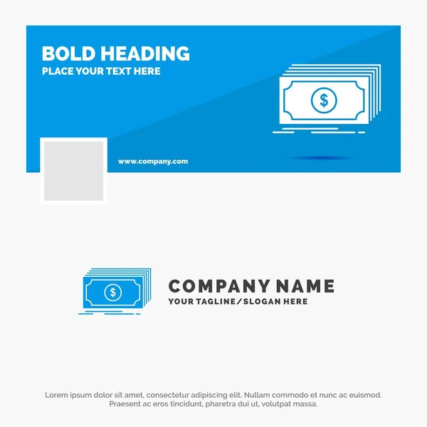 Blue Business Logo Template Contanti Dollaro Finanza Fondi Denaro Facebook — Vettoriale Stock