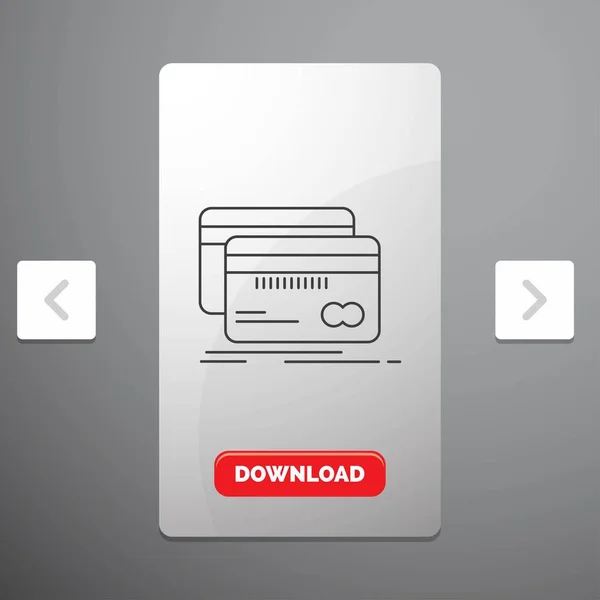 Банковские Карточные Кредитные Дебетные Финансовые Линии Иконка Carousal Pagination Слайдер — стоковый вектор