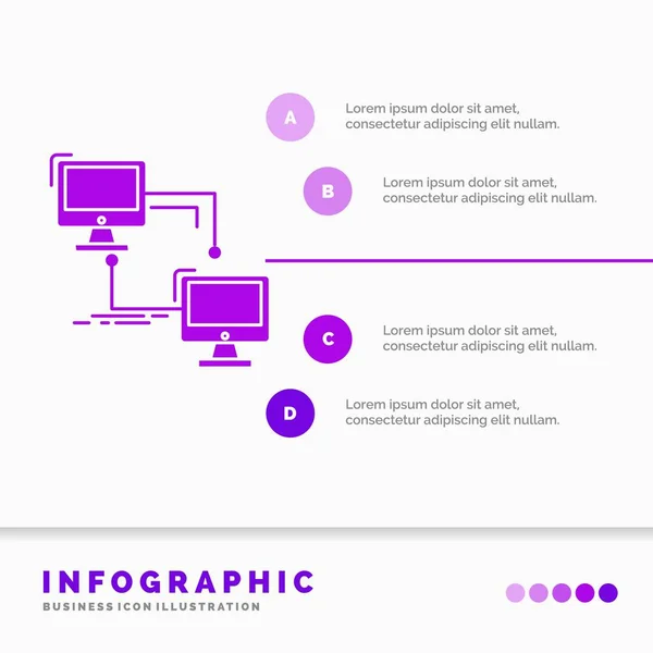 Local Lan Conexão Sincronização Computador Modelo Infográficos Para Site Apresentação — Vetor de Stock