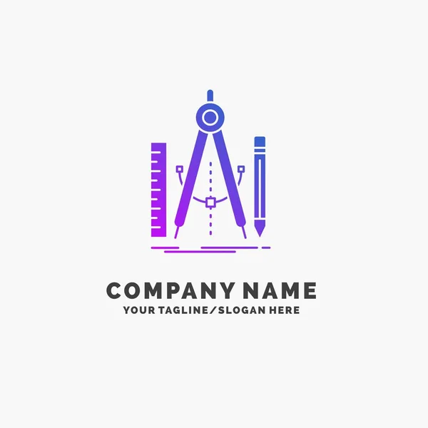 Construir Diseño Geometría Matemáticas Herramienta Purple Business Logo Template Lugar — Vector de stock