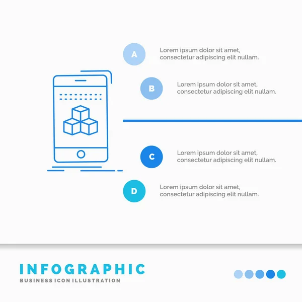 Box Würfel Smartphone Produktinfografik Vorlage Für Website Und Präsentation Linie — Stockvektor