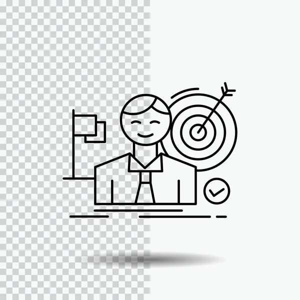 Business Goal Hit Market Success Icono Línea Sobre Fondo Transparente — Vector de stock