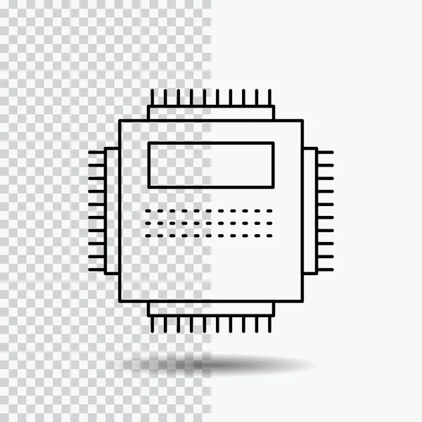 Processore Hardware Computer Tecnologia Linea Icona Sfondo Trasparente Illustrazione Vettoriale — Vettoriale Stock