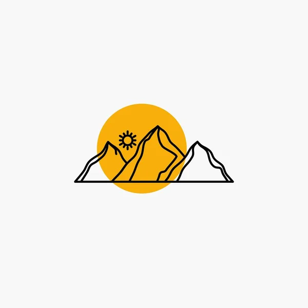 Λόφος Τοπίο Φύση Βουνό Ήλιος Εικονίδιο Γραμμή — Διανυσματικό Αρχείο