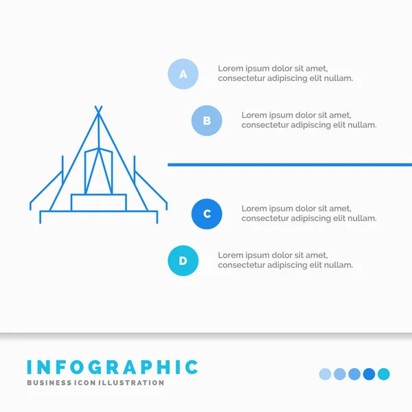 Tienda Camping Campamento Camping Aire Libre Infografías Plantilla Para Sitio — Vector de stock