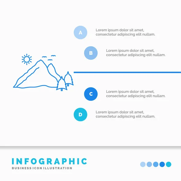 Berg Landschaft Hügel Natur Szene Infografik Vorlage Für Website Und — Stockvektor