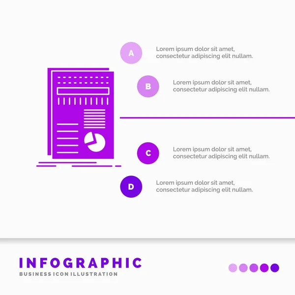 Business Data Finance Report Statistics Infographics Template Website Presentation Glyph — Stock Vector