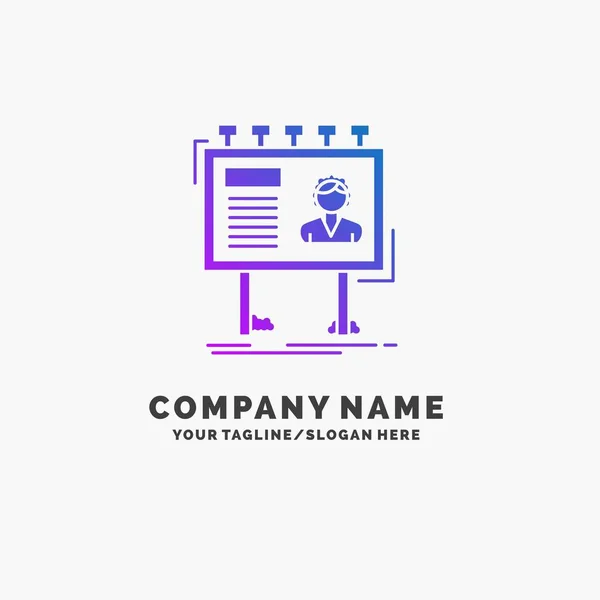 Reclame Reclame Billboard Poster Paarse Business Logo Template Aan Boord — Stockvector