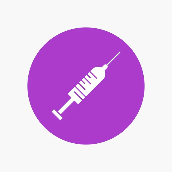 Seringue Injection Vaccin Aiguille Injection White Glyph Icon Circle Illustration — Image vectorielle