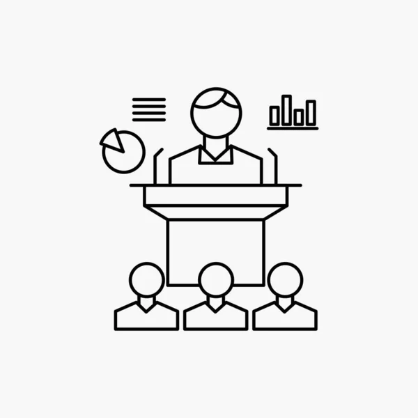 Negócios Conferência Convenção Apresentação Seminário Line Icon Ilustração Isolada Vetor — Vetor de Stock