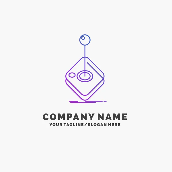 Arcade Game Gaming Joystick Stick Purple Business Logo Template Place — Stock Vector