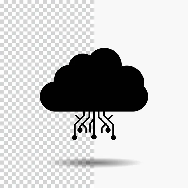 Cloud Computing Gegevens Hosting Netwerk Glyph Pictogram Transparante Achtergrond Zwart — Stockvector