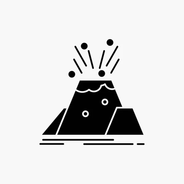 Desastre Erupção Vulcão Alerta Segurança Glyph Icon Ilustração Isolada Vetor — Vetor de Stock