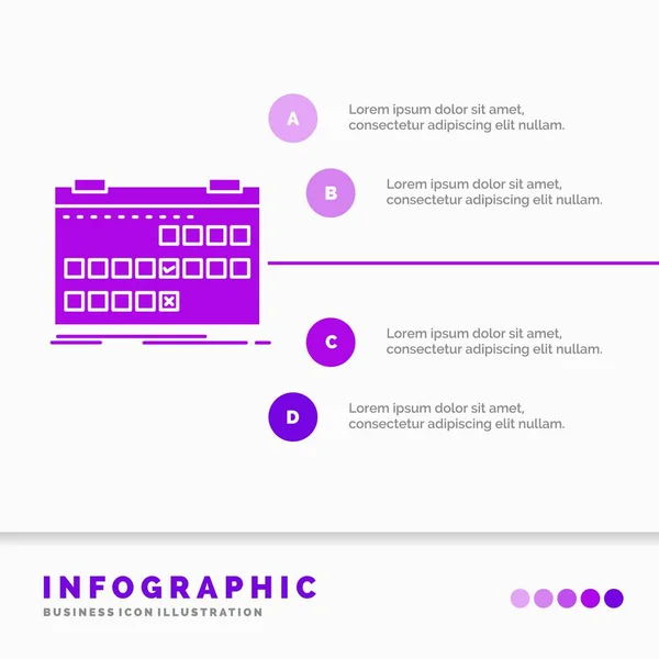 Kalender Tanggal Acara Rilis Jadwal Infografis Templat Untuk Website Presentation - Stok Vektor