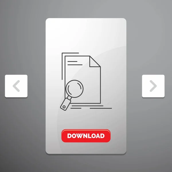 Analyse Document Fichier Trouver Page Icône Ligne Dans Carrousel Pagination — Image vectorielle