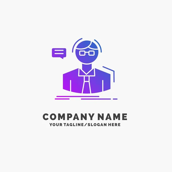 Professor Student Scientist Teacher School Purple Business Logo Template Place — Stock Vector