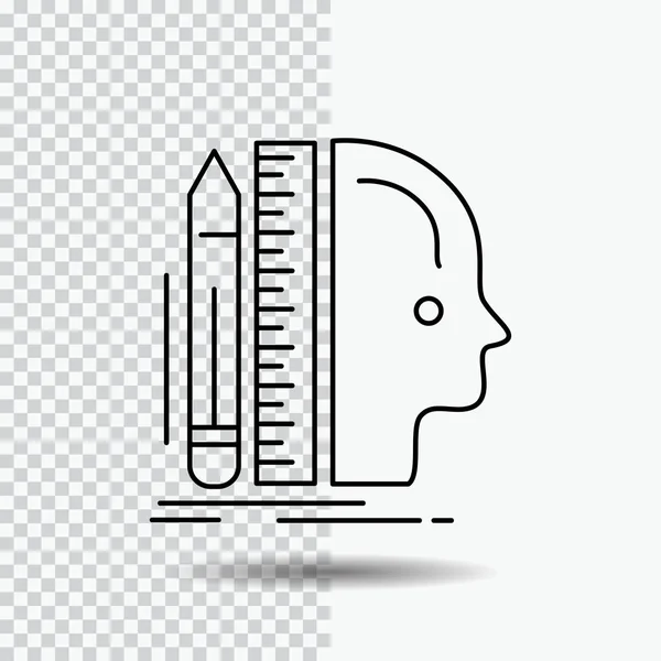 Дизайн Людина Лінійка Розмір Піктограма Лінії Мислення Прозорому Тлі Чорна — стоковий вектор