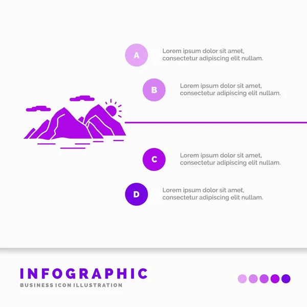 Góry Wzgórza Krajobraz Natura Wieczorem Infografiki Szablon Dla Strony Internetowej — Wektor stockowy