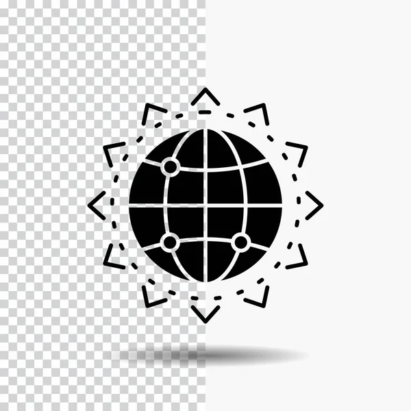 Welt Globus Seo Geschäft Optimierungsglyphen Symbol Auf Transparentem Hintergrund Schwarzes — Stockvektor