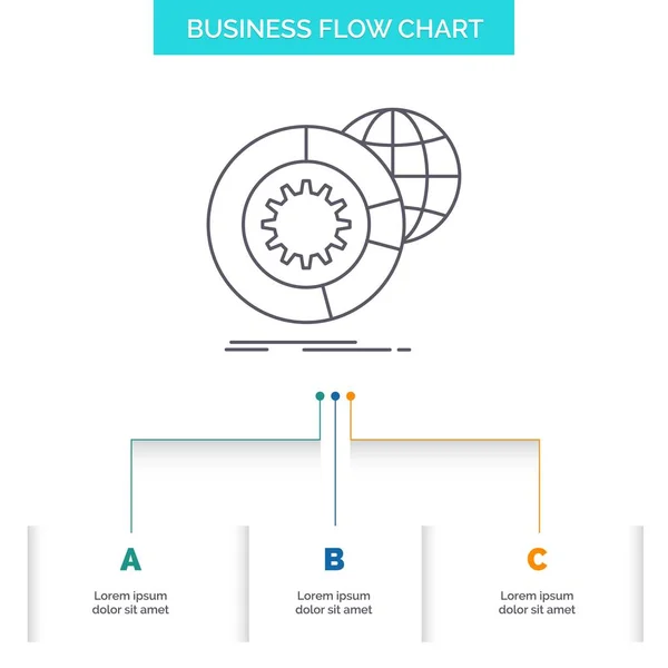 Data Big Data Analysis Globe Services Business Flow Chart Design — Stock Vector
