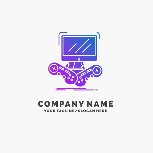 Game Gaming Internet Multiplayer Online Purple Business Logo Template Place — Stock Vector