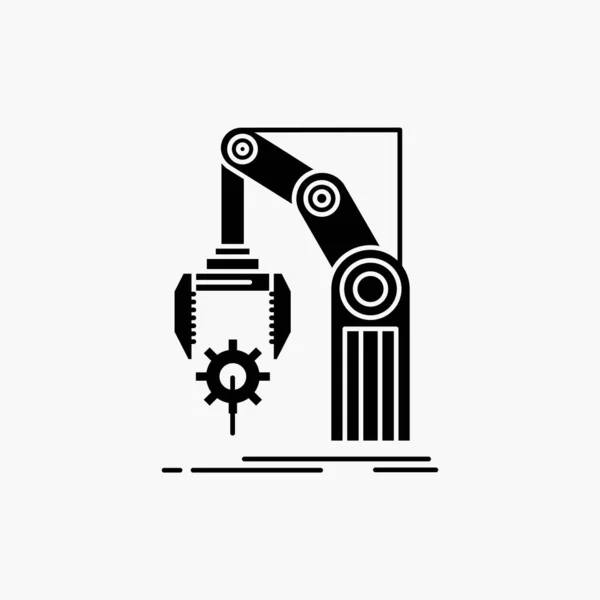 Automatisering Fabriek Hand Mechanisme Pakket Glyph Pictogram Vectorillustratie Geïsoleerd — Stockvector