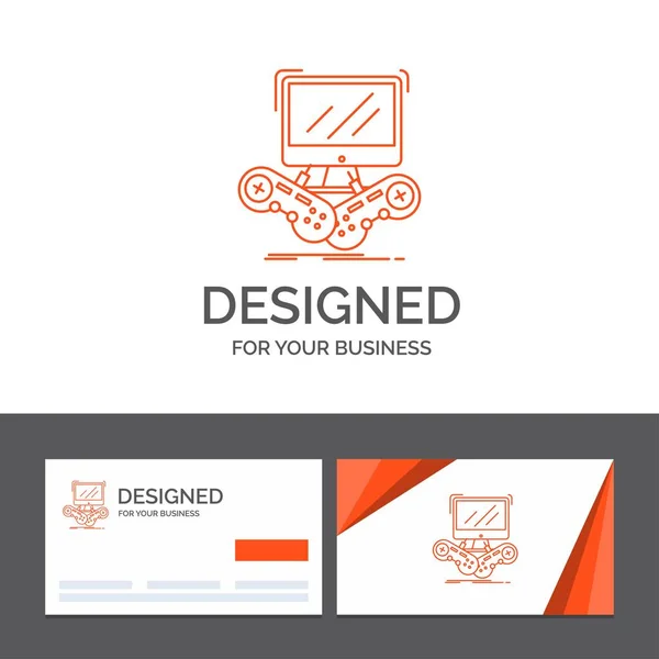 Business Logo Sjabloon Voor Game Games Internet Multiplayer Online Oranje — Stockvector