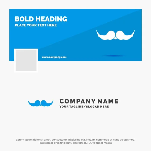 Blue Business Logo Template Voor Snor Hipster Movember Man Mannen — Stockvector