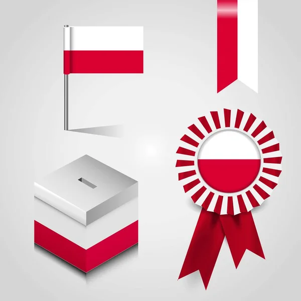 Место Флага Польши Vote Box Знак Ленты Карта Pin — стоковый вектор