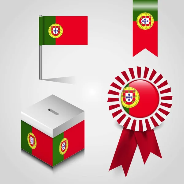 Место Португалии Избирательном Ящике Значок Лентой Карта — стоковый вектор