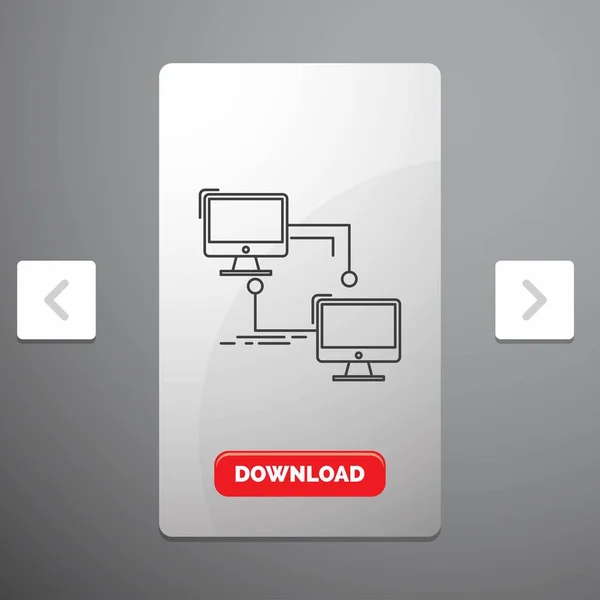 Local Lan Connexion Synchronisation Ordinateur Icône Ligne Dans Carrousel Pagination — Image vectorielle