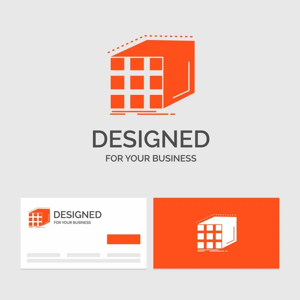 Business Logo Template Abstract Aggregation Cube Dimensional Matrix Orange Visiting — Stock Vector