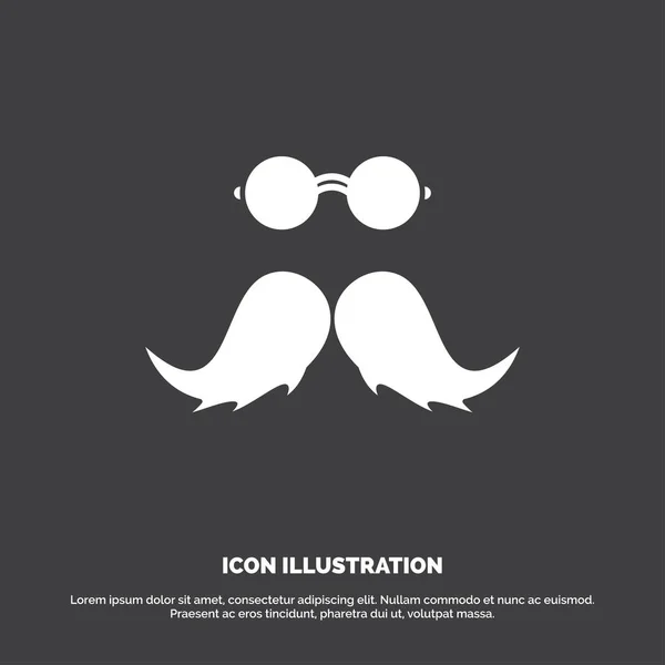 Moustache Hipster Movember Mâle Hommes Icône Symbole Vectoriel Glyphe Pour — Image vectorielle