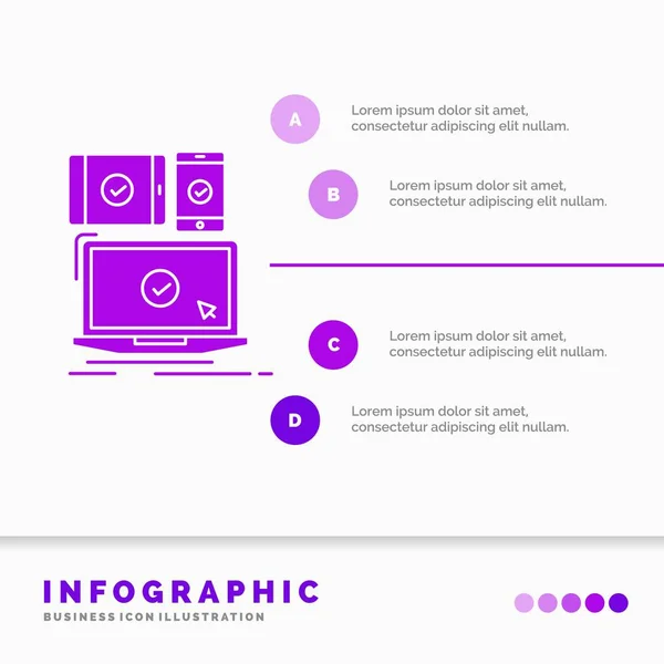 Computador Dispositivos Móveis Responsivos Tecnologia Modelo Infográficos Para Site Apresentação — Vetor de Stock