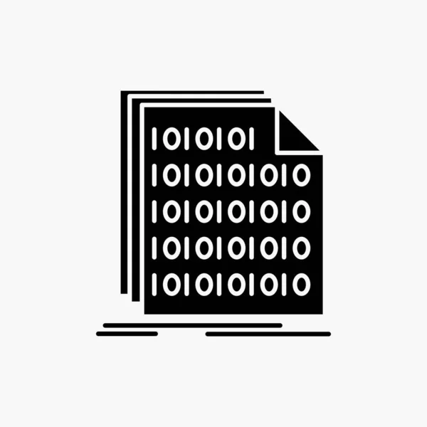 Δυαδική Κώδικα Κωδικοποίηση Δεδομένων Έγγραφο Εικονίδιο Γλύφου Εικονογράφηση Διάνυσμα Απομονωμένες — Διανυσματικό Αρχείο