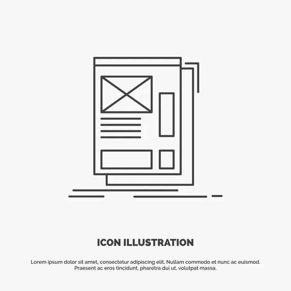 Wire Framing Web Layout Development Icon Line Vector Gray Symbol — Stock Vector