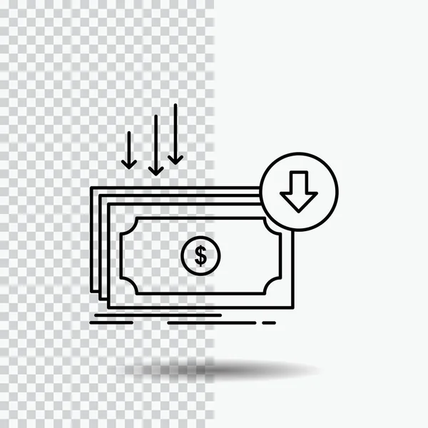 Business Cost Cut Expense Finance Money Line Icon Transparent Background — Stock Vector