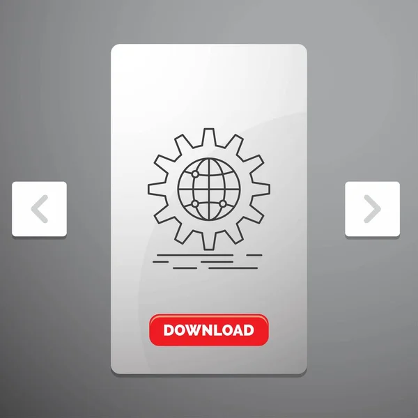 비즈니스 글로브 세계적인 페이지 슬라이더 디자인 다운로드 버튼에 아이콘 — 스톡 벡터