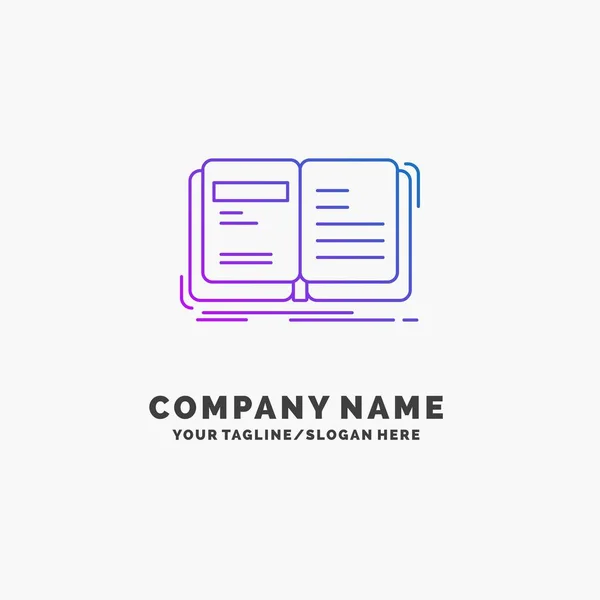 Auteur Boek Open Verhaal Storytelling Paarse Business Logo Template Plaats — Stockvector