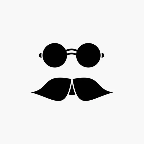 Mustasch Hipster Movember Glasögon Män Glyph Ikonen Isolerade Vektorillustration — Stock vektor