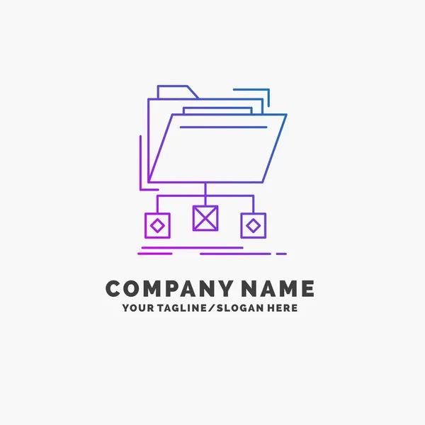 Backup Dados Arquivos Pasta Rede Purple Business Logo Template Lugar — Vetor de Stock