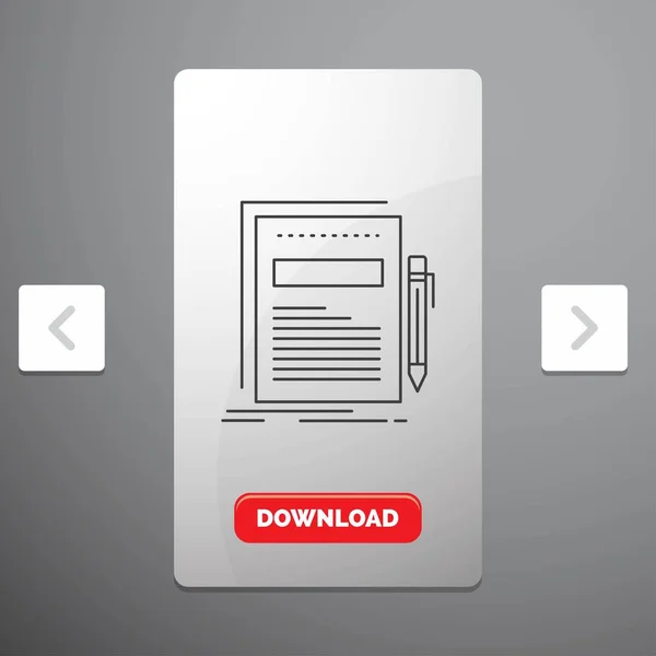 Бизнес Документ Файл Бумага Презентация Line Icon Дизайне Слайдера Carousal — стоковый вектор