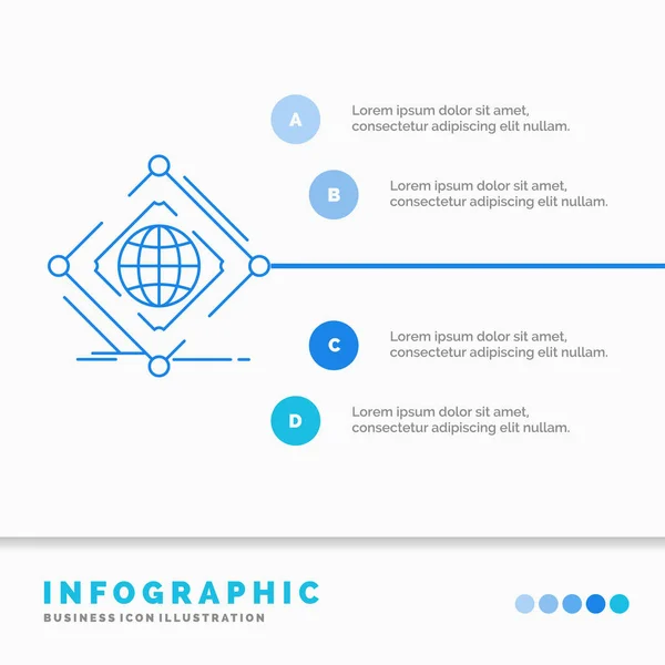 Complexo Global Internet Net Web Infographics Template Website Presentation Ícone — Vetor de Stock