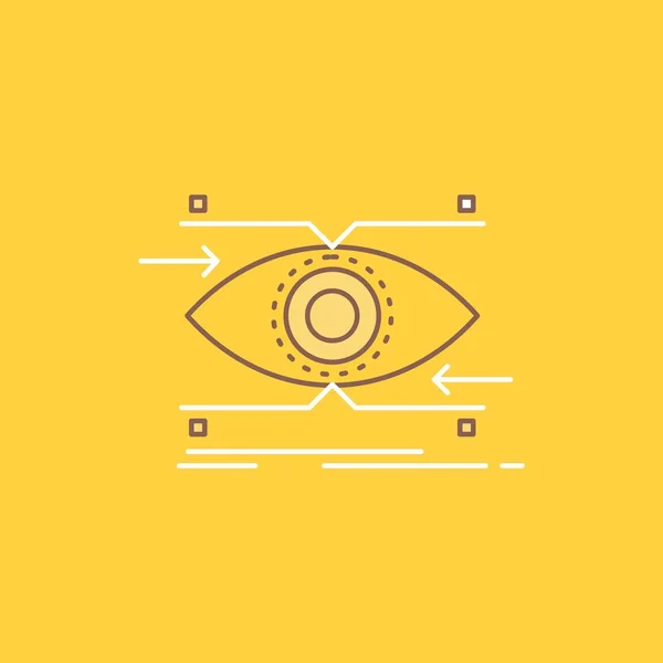 Внимание Глаз Фокус Взгляд Зрение Плоская Линия Заполненная Икона Кнопка — стоковый вектор
